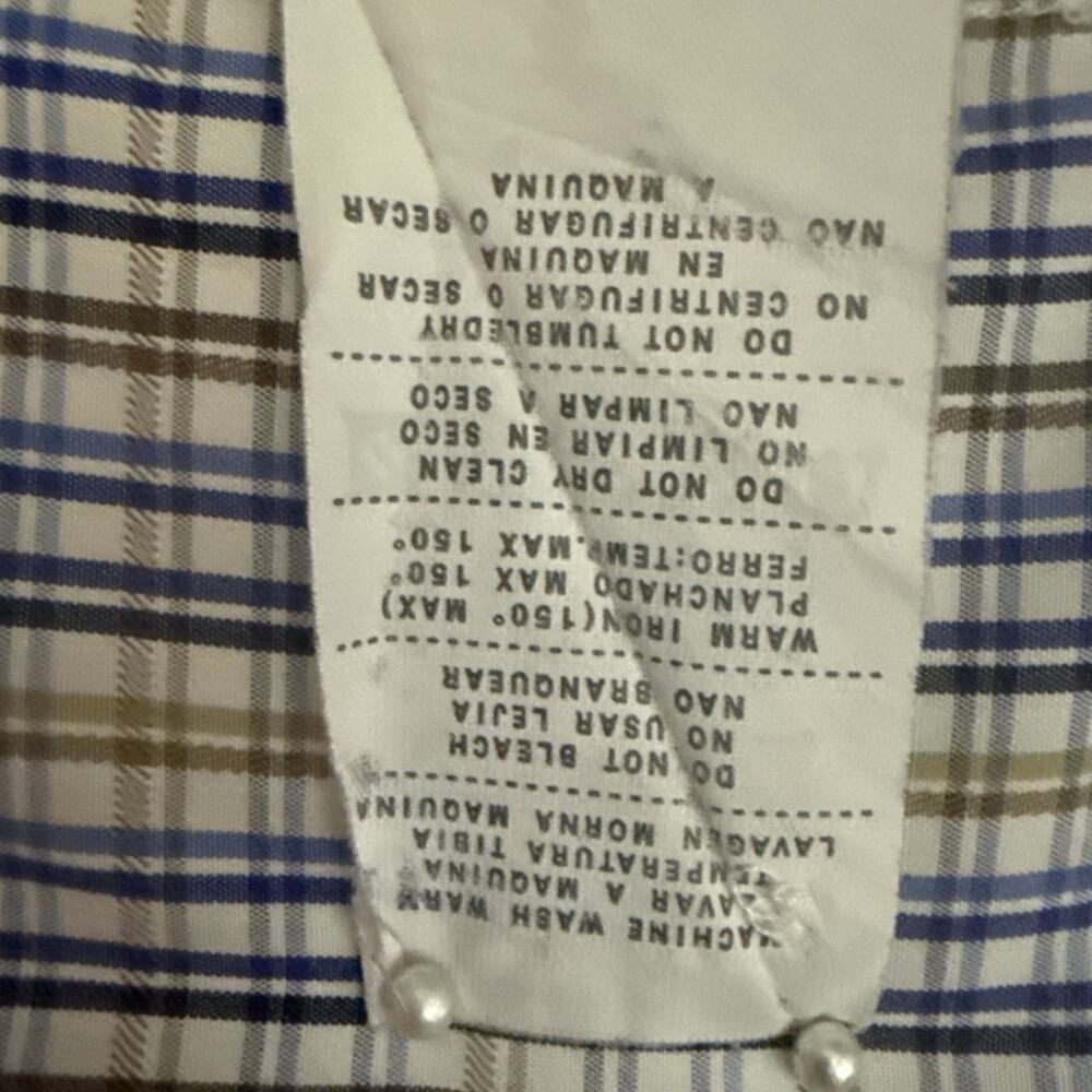 Ermenegildo Zegna Dress Shirt Mens XL Blue Brown Plaid Button Front Cotton - Picture 10 of 11